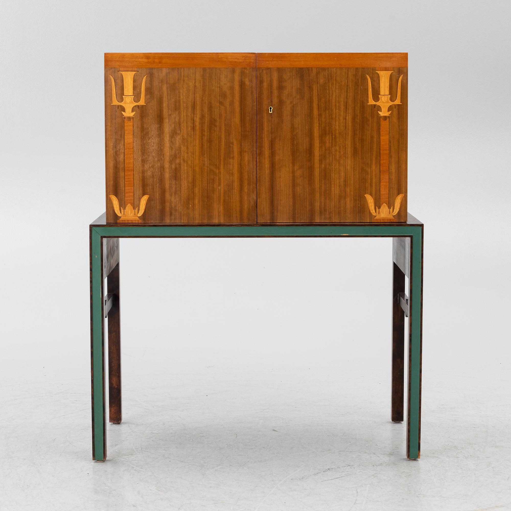 A drinks cabinet with two nesting tables, Sweden, 1930s/40s.