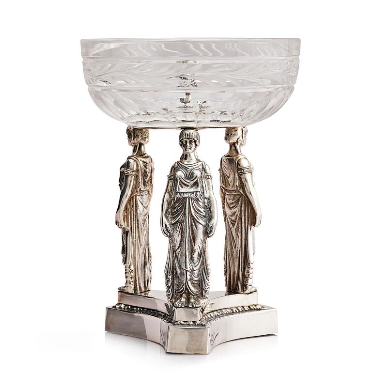 Lale Silverware & Co Ltd, uppsatsskål, sterling silver och glas, Istanbul, Turkiet, 1900-tal.