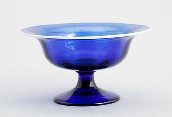 SKÅL PÅ FOT, blått glas, Göteborgs Glasbruk, 1800-tal.