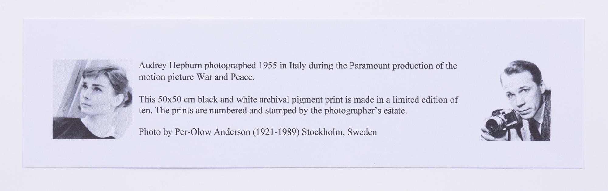 Per-Olow Anderson, "Audrey Hepburn", 1955 in Italy during the Paramount production of "War and Peace".