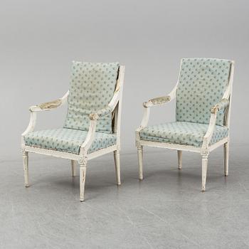 A pair of late 18th century Gustavian armchairs, Stockholm.