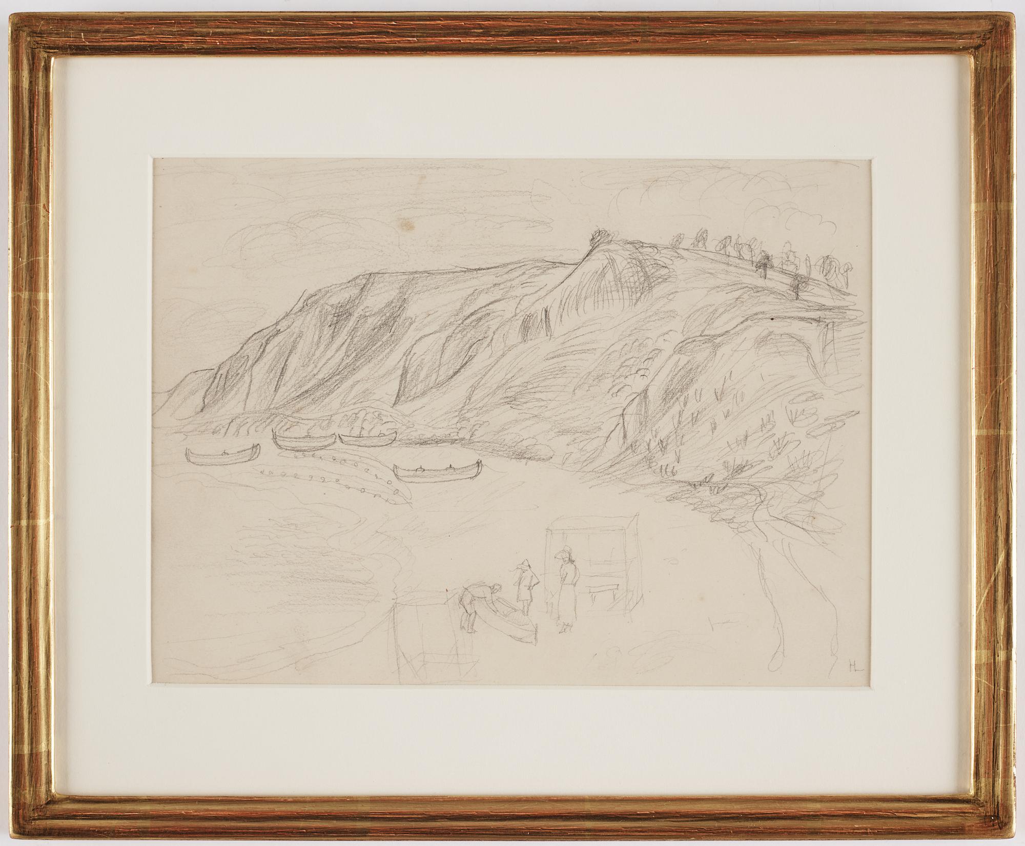 HILDING LINNQVIST, pencil drawing, signed HL.