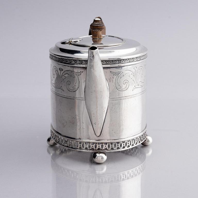 A Swedish 18th century silver tea-pot, mark of Mikael Nyberg, Stockholm 1795.