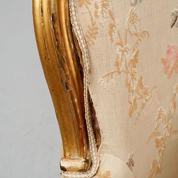 Bergère med fotpall, Louis XV-stil, 1800-talets andra hälft.