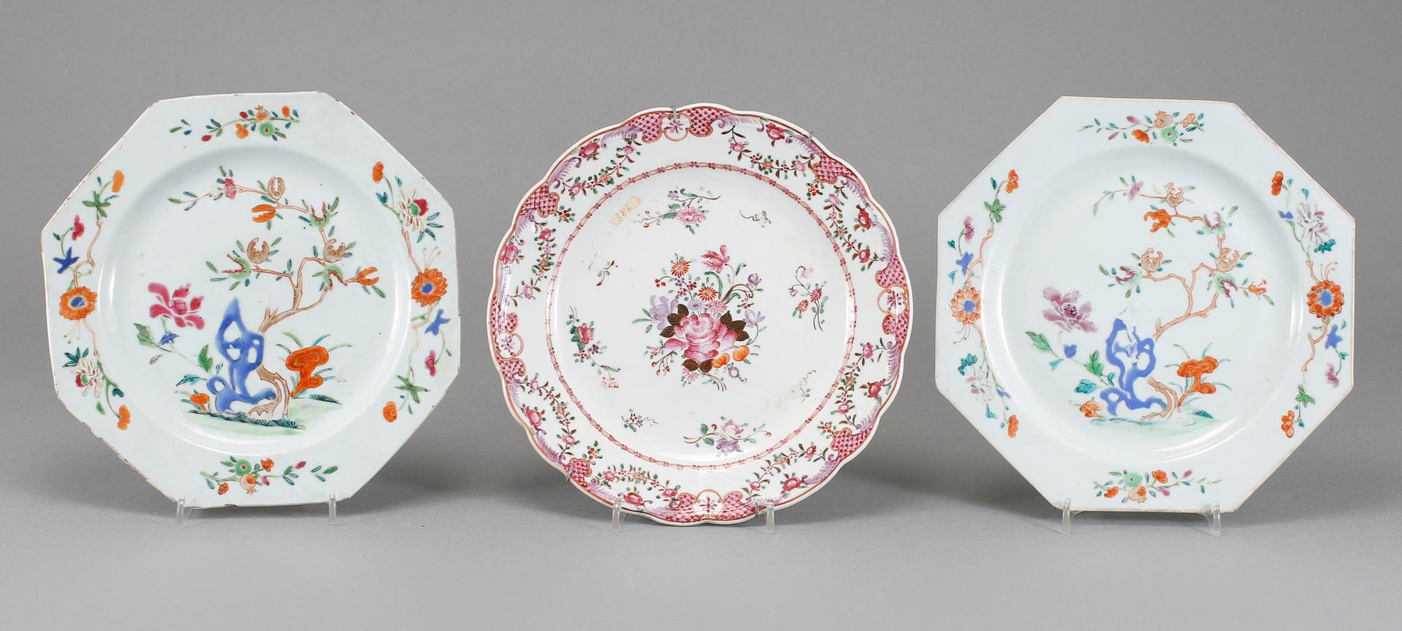 TALLRIKAR, 3+1, porslin, Kina, 1700-tal.