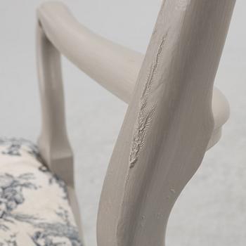 Dining table, 2 armchairs, 6 chairs, Rococo style, 20th century.