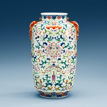 1668. A famille rose vase, Republic, with Qianlong sealmark.