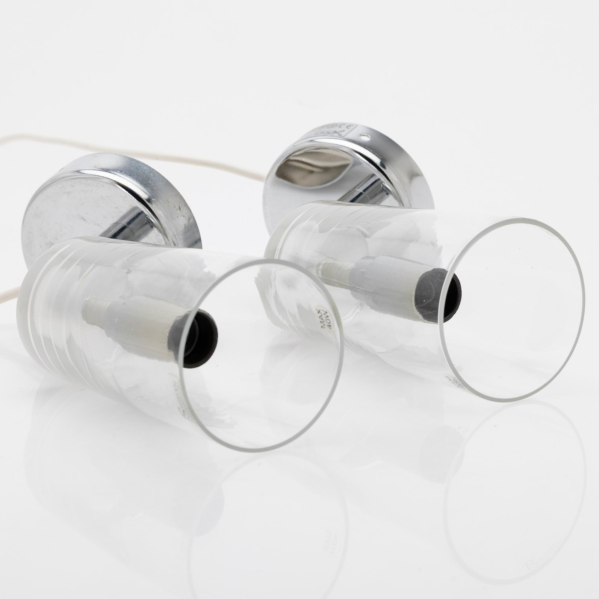 Gunnel Svensson, wall lights, a pair, “Manhattan 8”, for Bsweden, late 20th century.