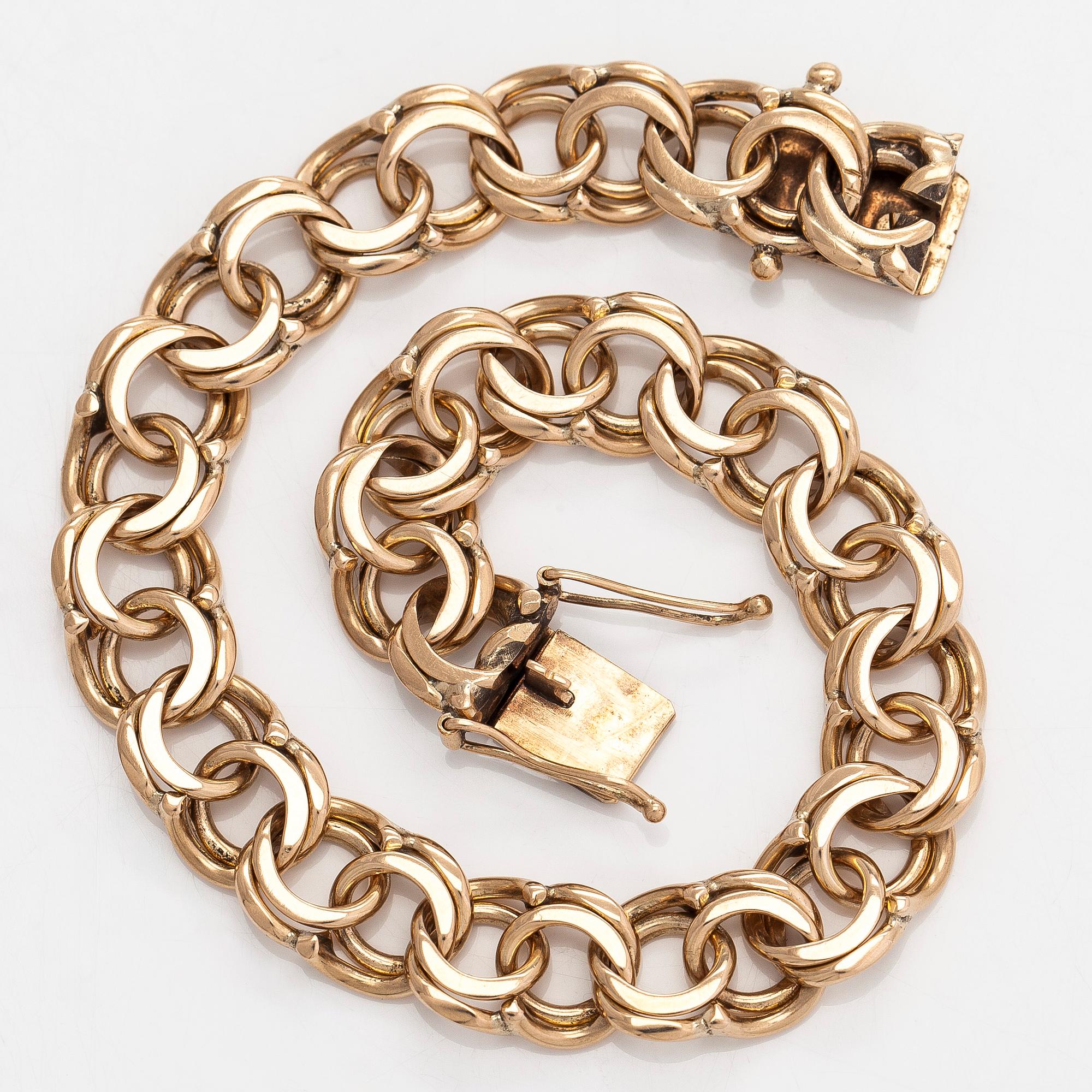A 14K gold bismarck link bracelet, Lauri Suninmäki, Helsinki 1968.