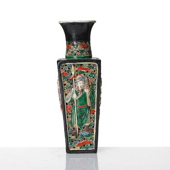 A famille noire pireced vase, Qing dynasty, 19th Century.