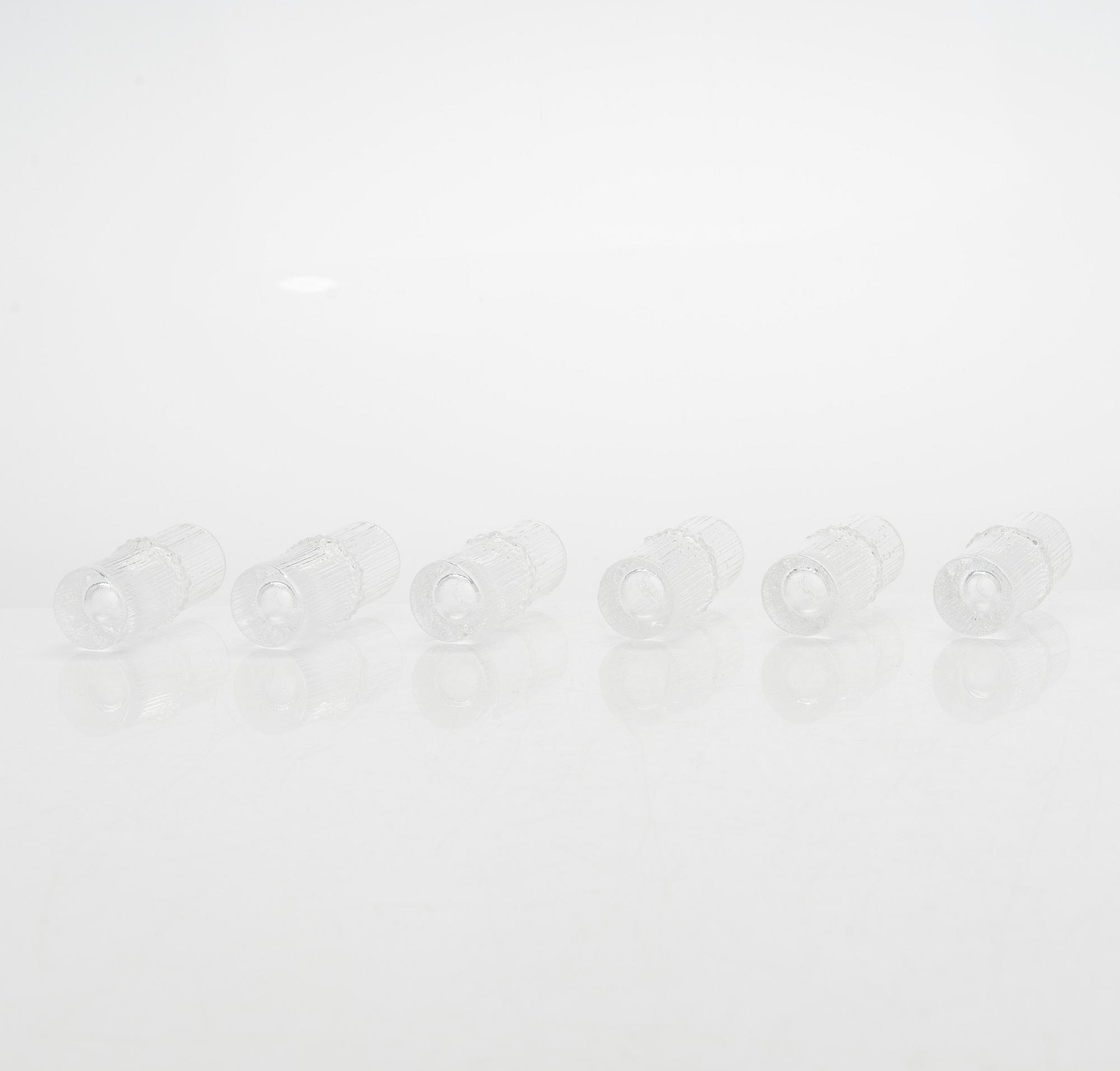 Tapio Wirkkala, snapsglas, 6 st, "Niva", Iittala. I originallåda.