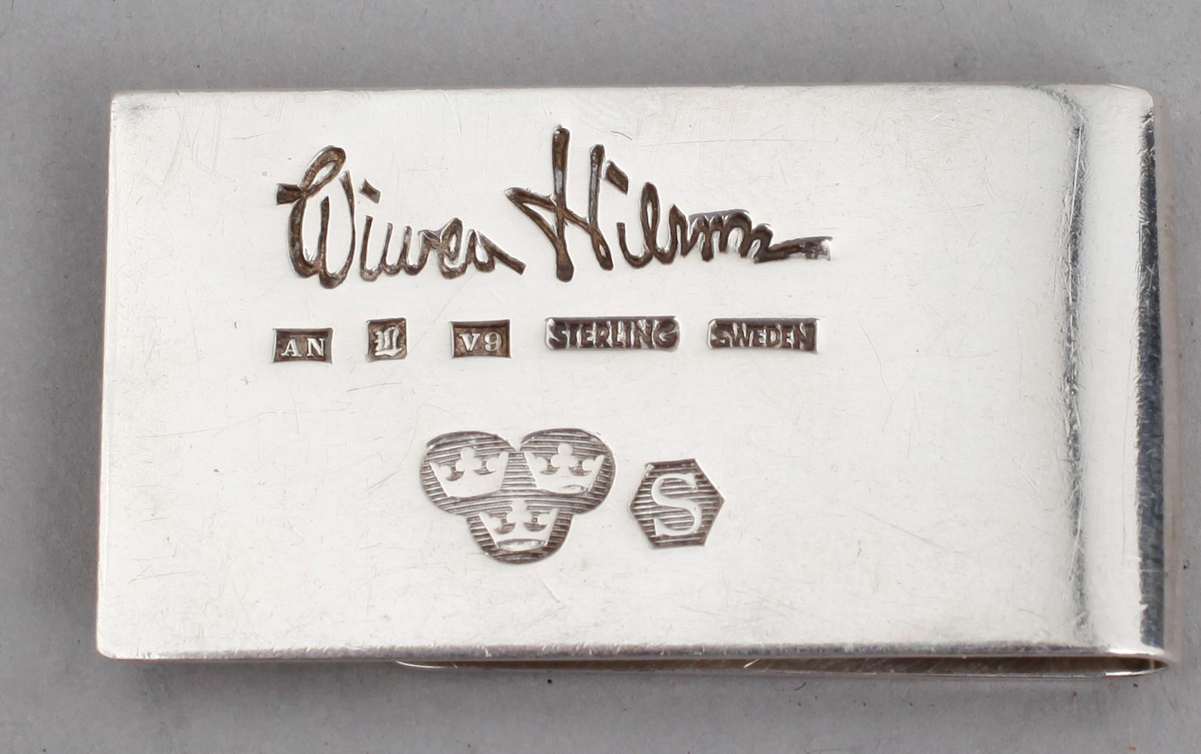 TÅNG SAMT SEDELKLÄMMA, silver, Wiwen Nilsson, Lund 1963/1971. Vikt ca 72 gram.