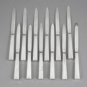 FRUKTKNIVAR, 12 st, silver, Hans Stephan Liljeblad, Nyköping 1829-1831. Tot ca 216 gram.