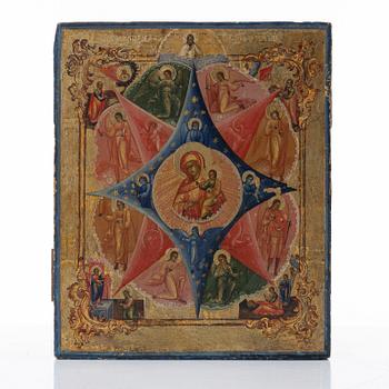 Ikon, Ryssland, 1800-tal. Vår Fru av den obrännbara busken.