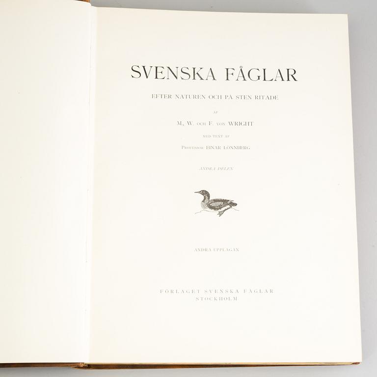 a set of three "Svenska fåglar" books by VON WRIGHT M, W & F, stockholm 1927-1929.