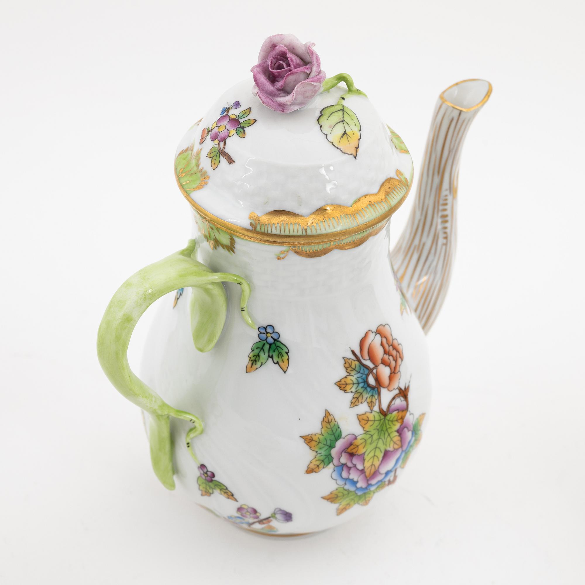 Kaffeservis, 9 delar, porslin, "Queen Victoria", Herend, Ungern.