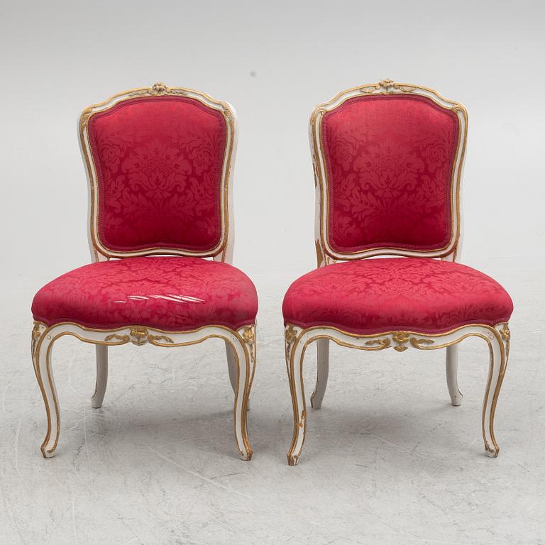 A pair of French Louis XV chairs, mid 18th century.
