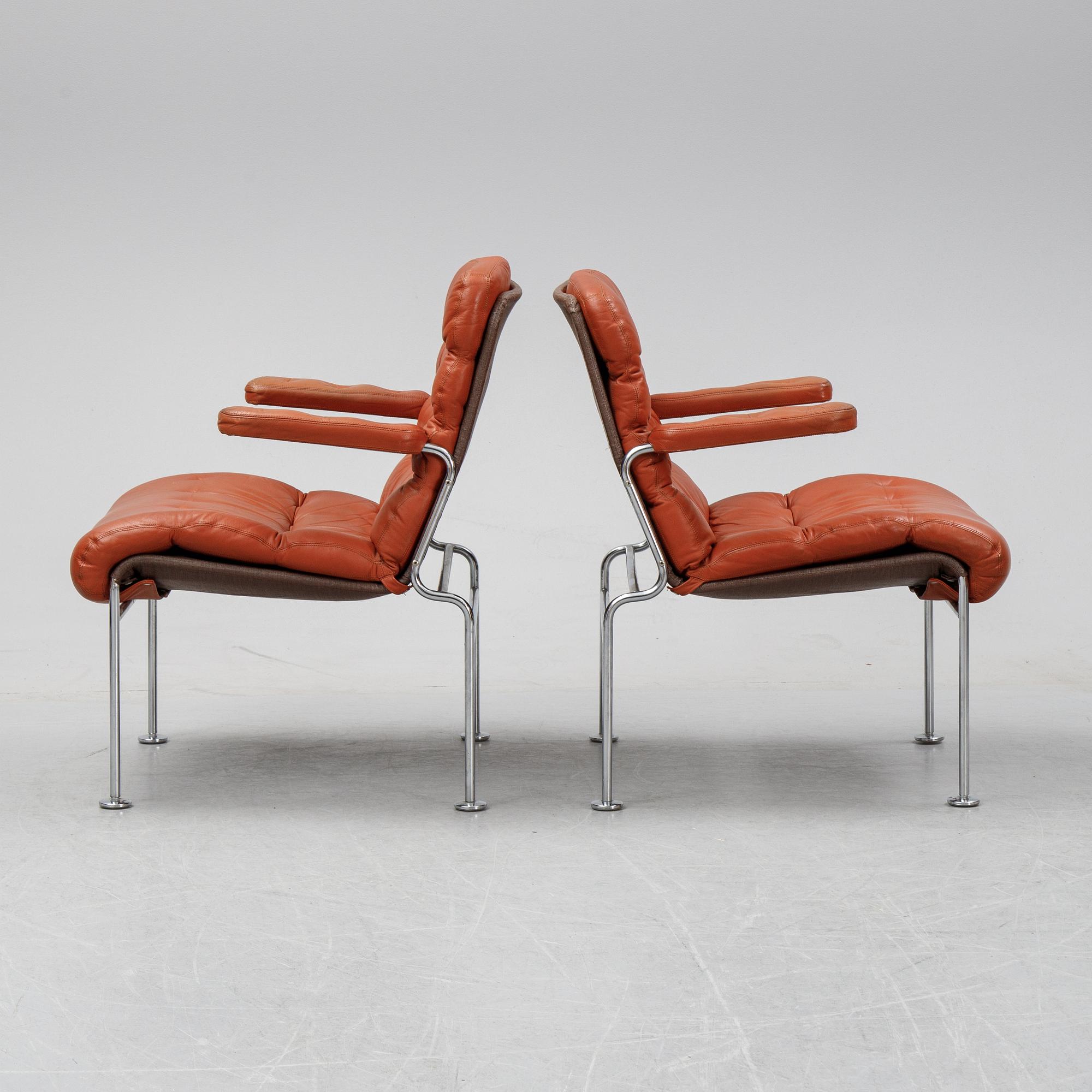 A pair of 'Birgitta' easy chairs by Bruno Mathsson for Dux. Second half of the 20th century.