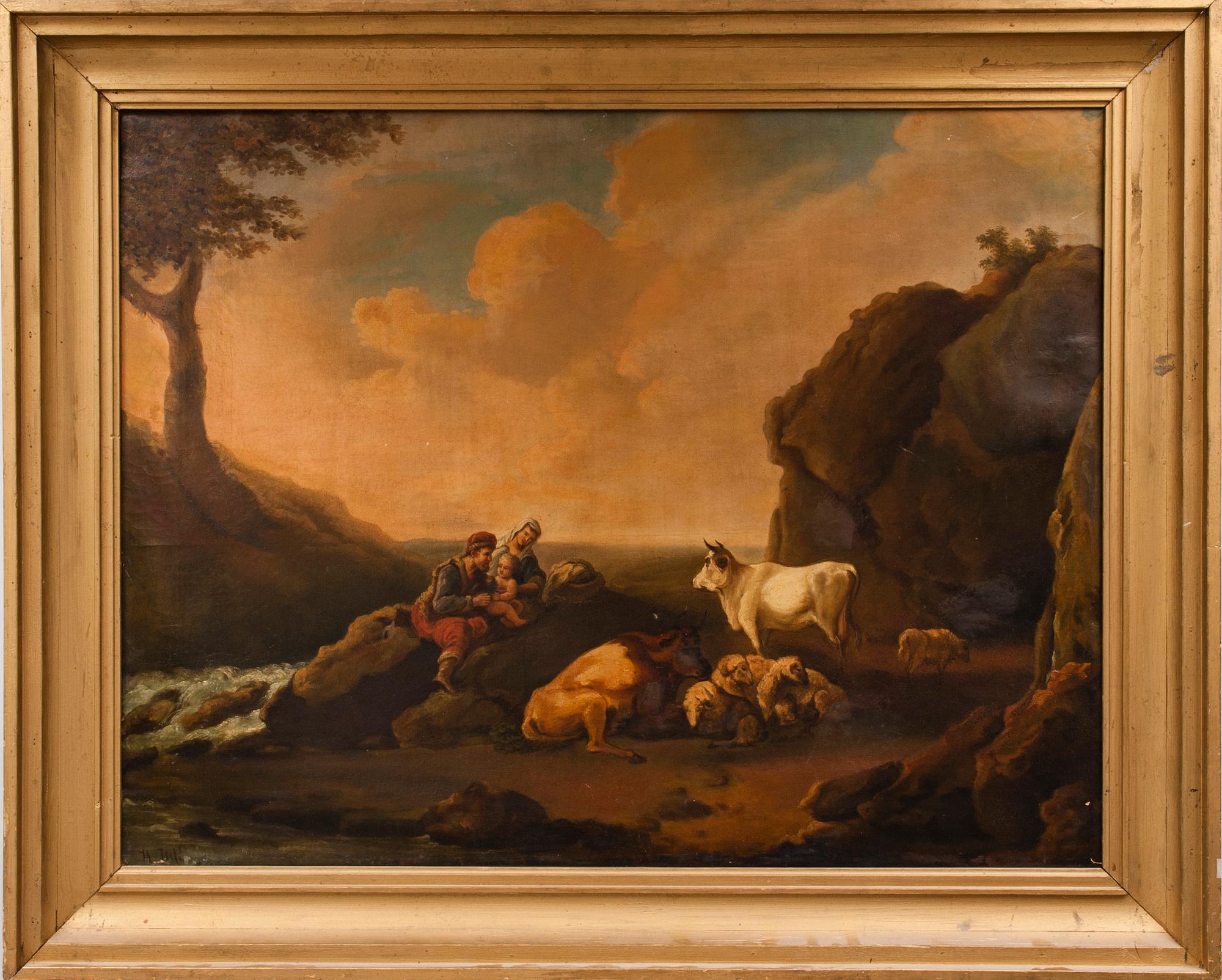 TUNTEMATON TAITEILIJA, öljy kankaalle, epäselvä signeeraus, 1800-luvun puoliväli.