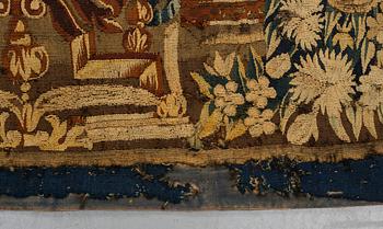 Vävd tapet, "Verdure", gobelängteknik, "entre-fenêtre", ca 314 x 109, cm, Aubusson omkring 1700-1700-talets förra hälft.