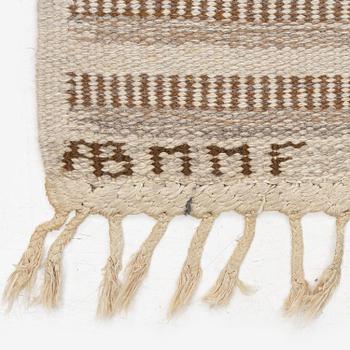 Barbro Nilsson, 'Randig med tvist, grå', flat weave, c. 266,5 x 91 cm, signed AB MMF BN.