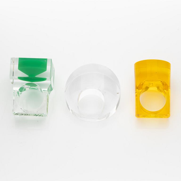 Siv Lagerström, three acrylic plastic rings, 1970s.