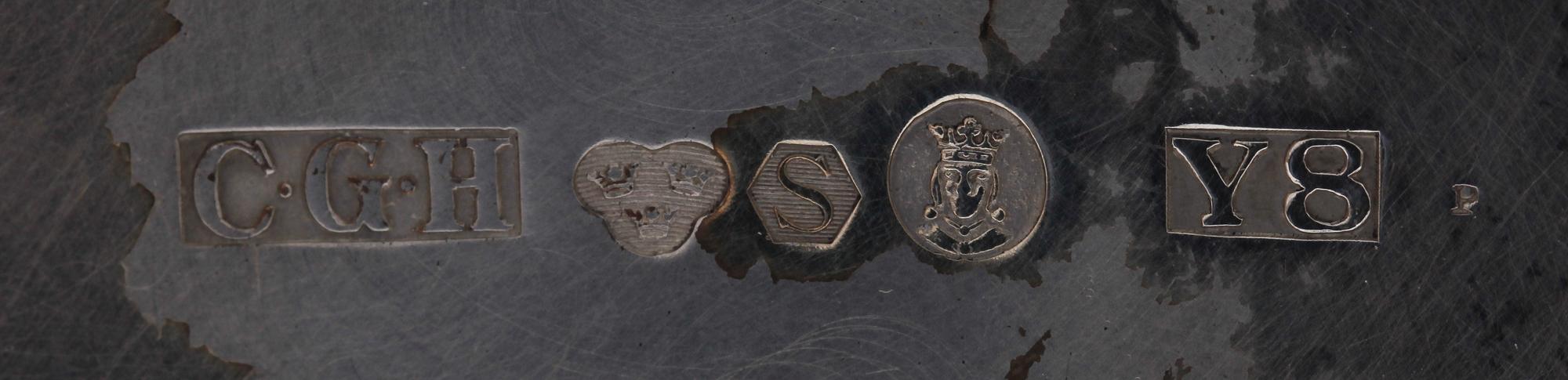 BÄGARE, silver, CG Hallberg, Stockholm 1949. Vikt ca 800 gram.