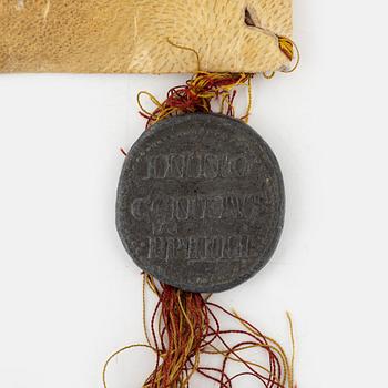 Papal bull, 1250, with lead seal.