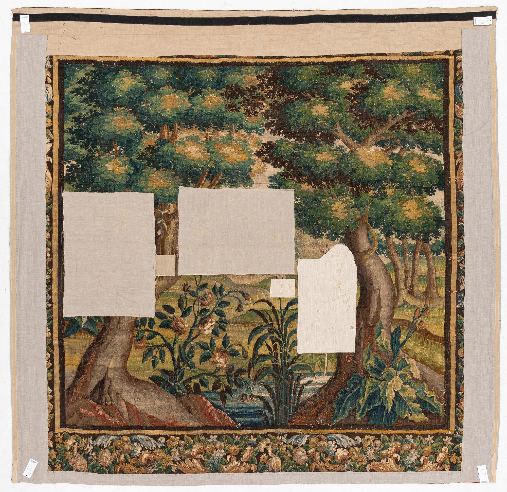 A Flemish 'verdur' tapestry, c. 283 x 290 cm, around 1700.