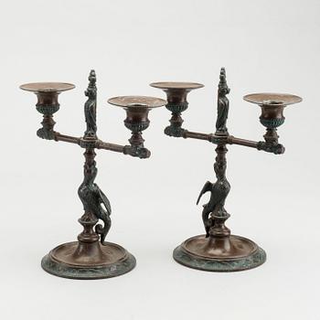 TWO CANDELABRUM, first half of the 20th century.