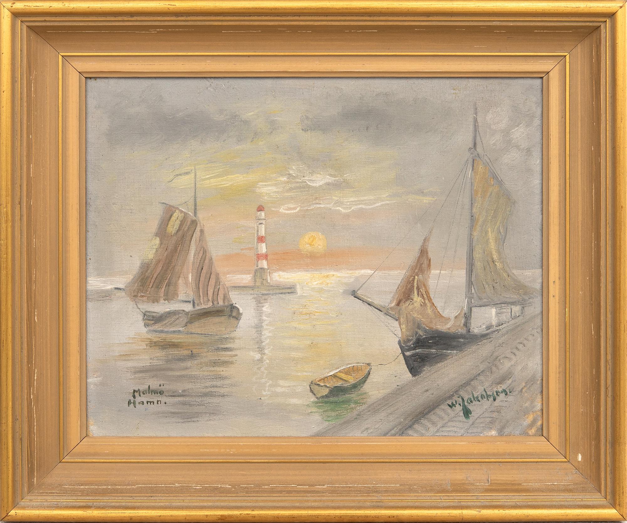 Oluf Wolmer Jakobsen "Old Ystad" and "Malmö Harbour".