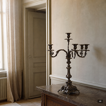 A pair of silver plated Rococo style candelabra, 20th century.