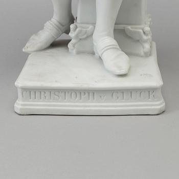 A bisquit sculpture of 'Christopher v Gluck', Lippert & Haas, Schlaggenwald, Tjeckoslovakia, 19th Century.