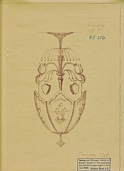 Edward Hald, a Swedish Grace ceiling lamp, Orrefors, 1920s.