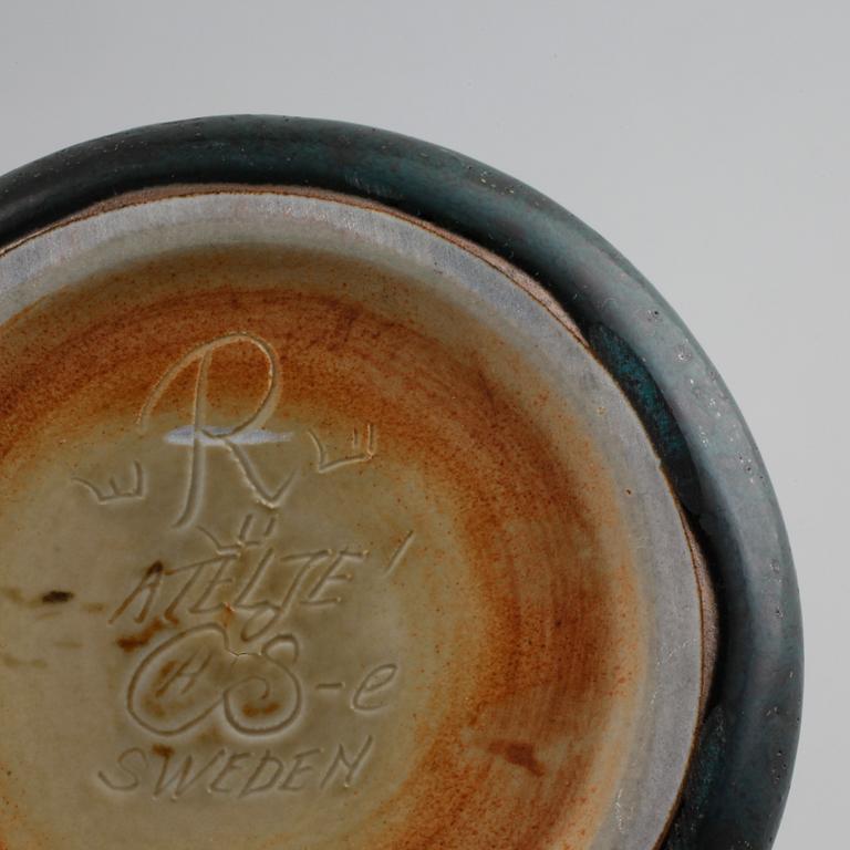 A vase, a bowl and a jar with lid in ceramic, designed by Carl-Harry Stålhane for Rörstrand, Ateljé, 1950/60s.