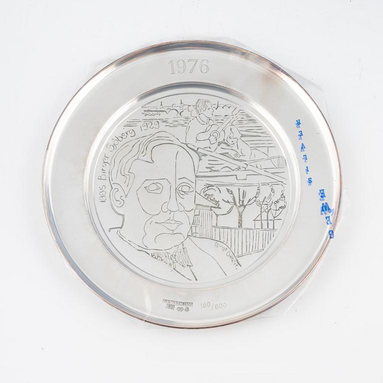 Årsskålar/årstallrikar, 8 st, silver, GEWE, Malmö. 1975-81.