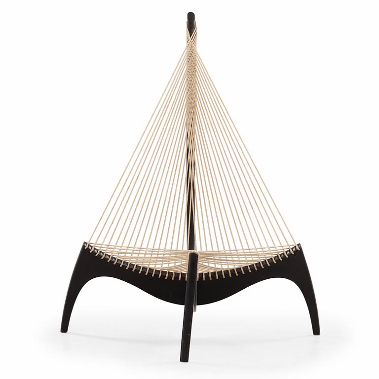 A Jørgen Høvelskov black lacquered 'Harp' chair, Christensen & Larsen, Denmark post 1968.