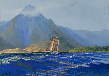 ADOLF BOCK, SAIL SHIP AT THE SOUTH SEA COAST.