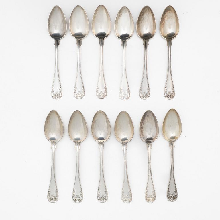 Bestick, 23 st, silver, "Fransk Lilja", C.G.Hallberg, Stockholm, 1901.