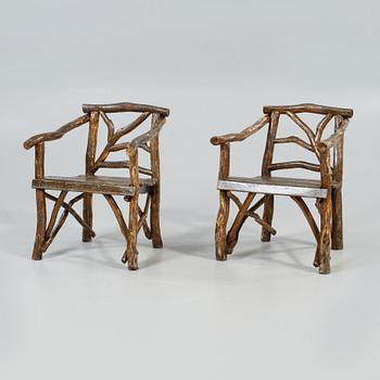 TRÄDGÅRDSGRUPP, 5 delar, s k grenmöbler, 1900-tal.