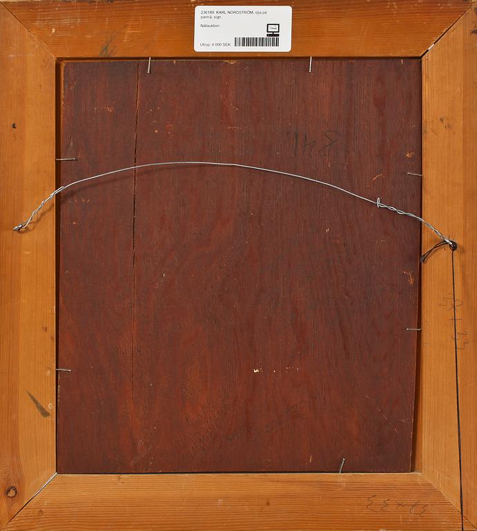 KARL NORDSTRÖM, olja på pannå, sign.