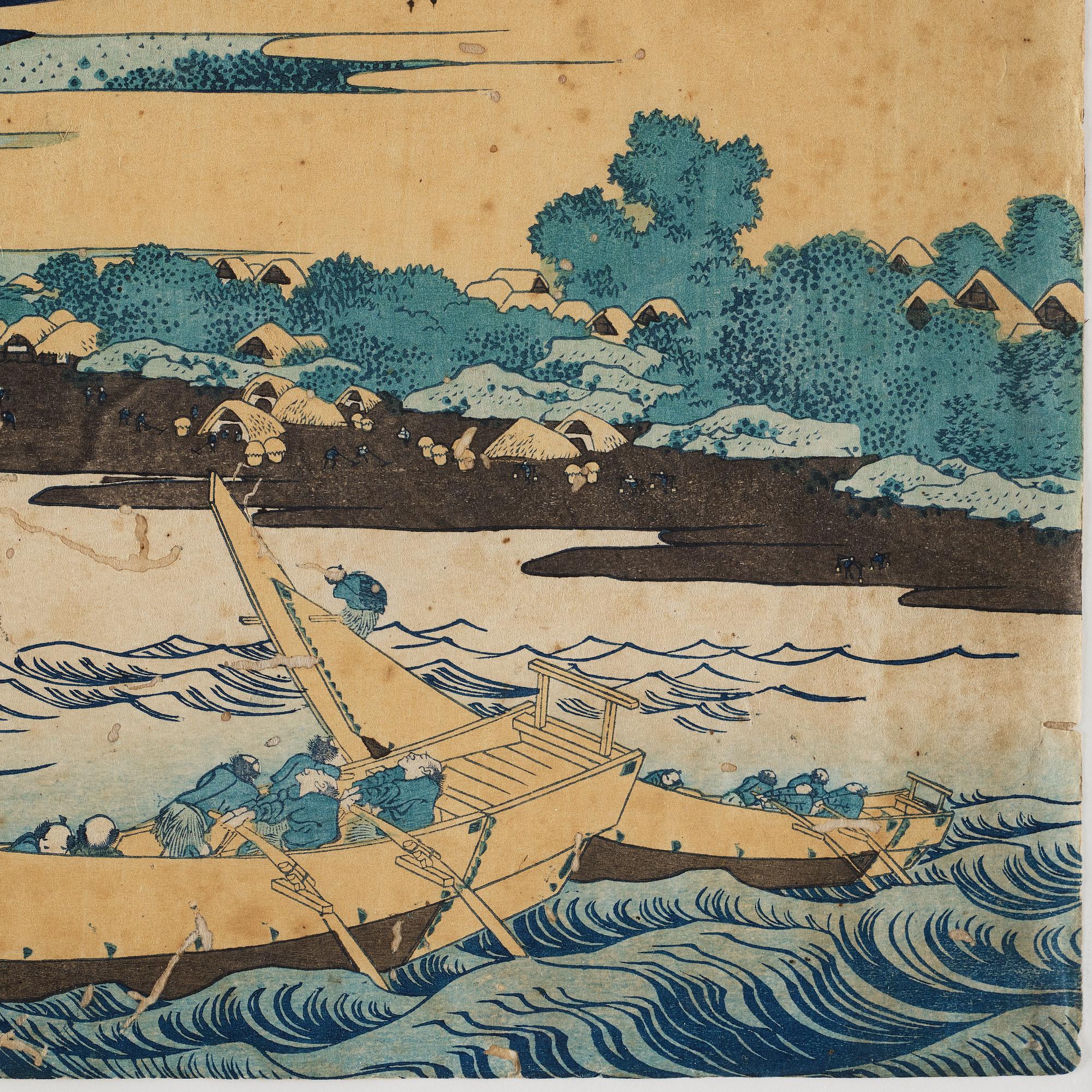 KATSUSHIKA HOKUSAI (1760–1849), efter, färgträsnitt. Japan, "Tago Bay", 1800-tal.