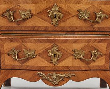 A rococo parquetry and gilt-brass mounted commode by C. Linning (master 1744-1779).