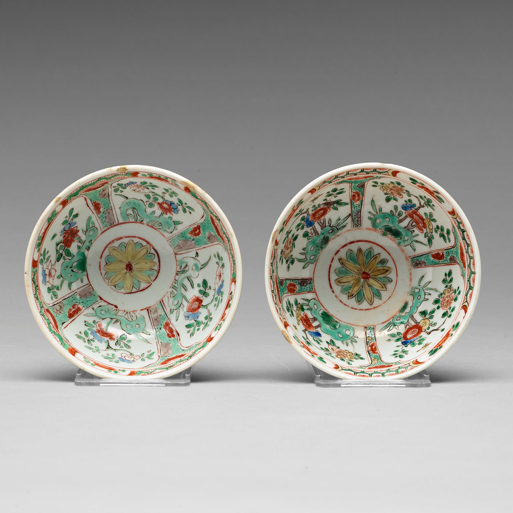 SKÅLAR, två stycken, porslin. Qingdynastin, Kangxi (1662-1722).