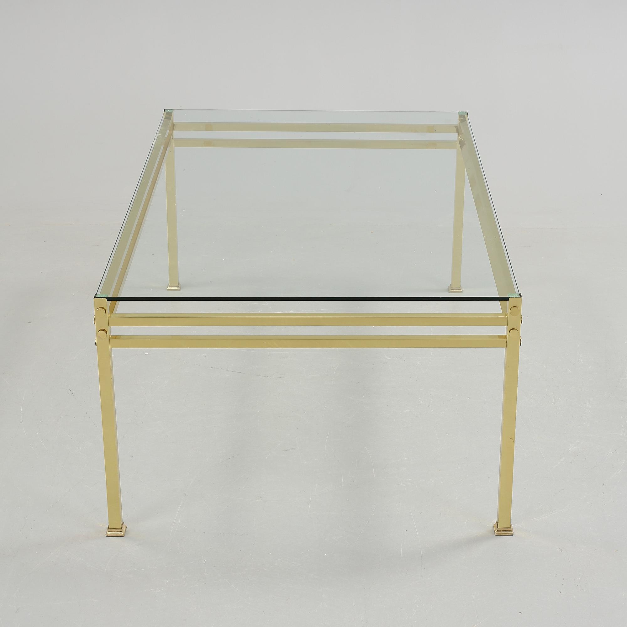 SOFFBORD, glas och mässing, 1900-talets sista kvartal.