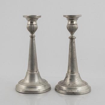 A pair of pewter candle sticks by Olof Wahlgren (active 1817-1825/27), Helsingborg, Sweden, 1813.
