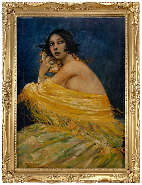 OKÄND KONSTNÄR, olja på duk, sign Müller Luckenwalde.