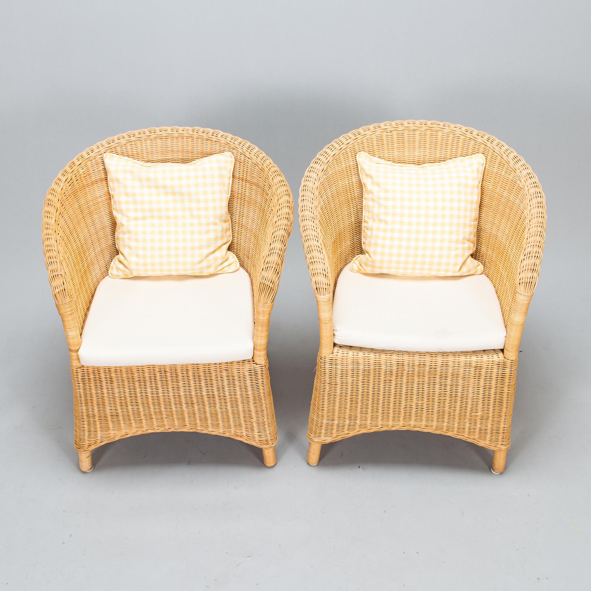 Korituoleja, 3 kpl, rottinki, vuosisadan vaihde 1900/2000.