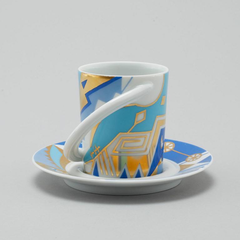 ESPRESSOKOPPAR MED FAT, 12 st espressokoppar, porslin, Rosenthal, 1980/90-tal.