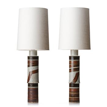 110. Inger Persson, two massive stoneware table / floor lamps, Rörstrand, Sweden 1960's.